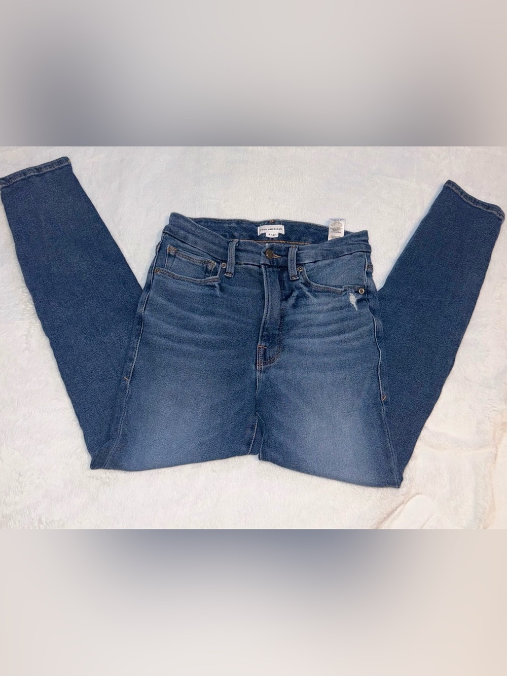 Good American Dark Blue High-Rise Slim Jeans Size 4/27